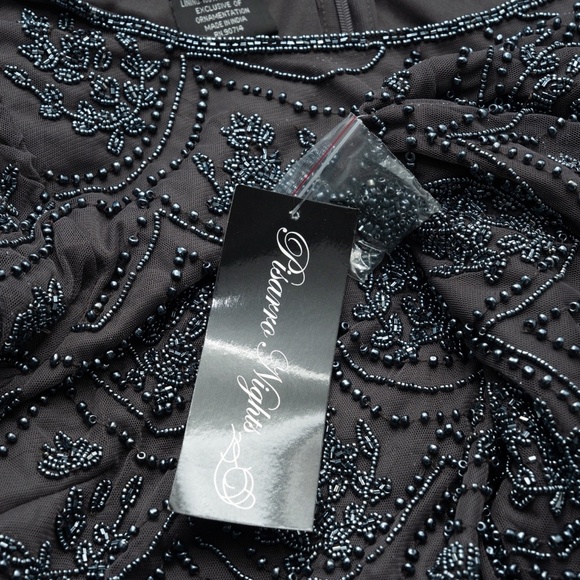 Pisaro Nights - Mini Beaded leaf Sheath Dress In Slate. - Picture 8 of 14